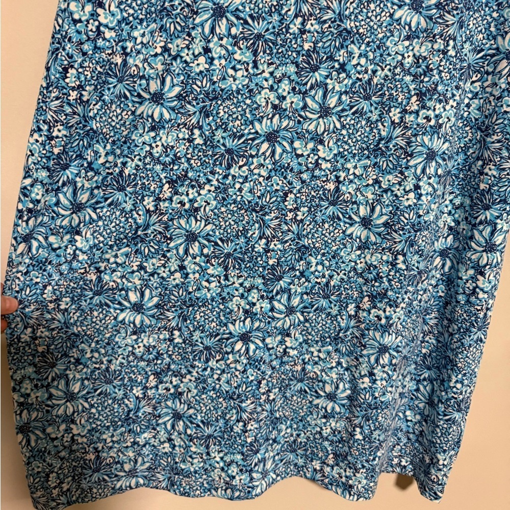 Lilly Pulitzer Belden Blue Floral Elbow Sleeve Shirt Dress Medium Resort Preppy - Picture 5 of 10